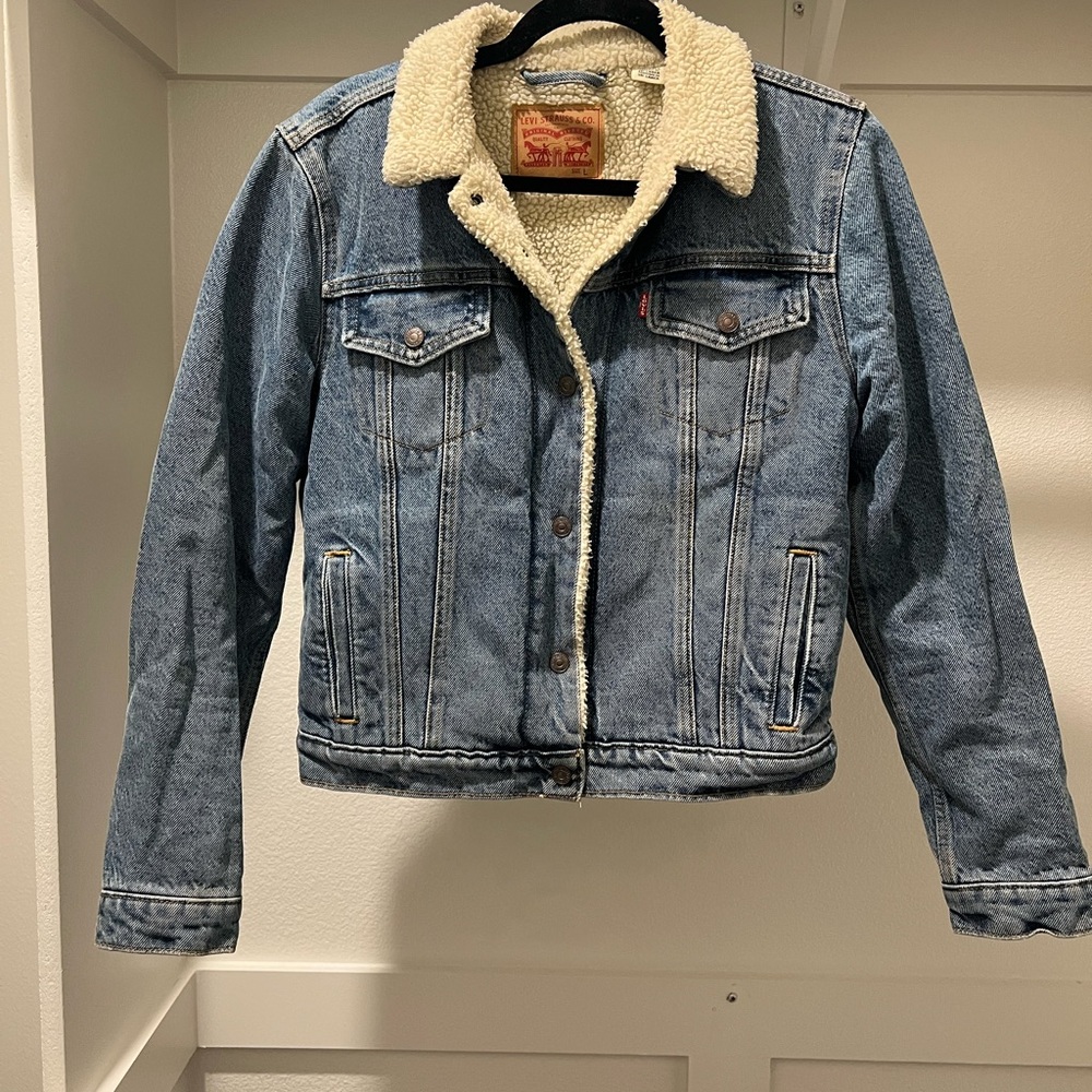 Levi's Cream Sherpa Lined Jacket